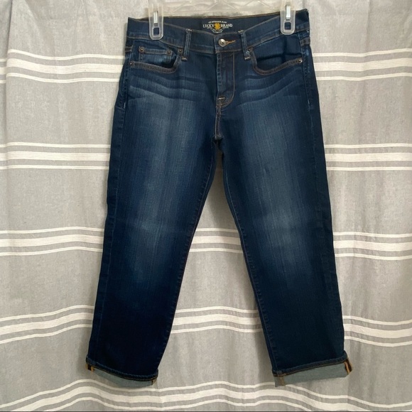 LUCKY BRAND / Sweet N Straight Crop Dark Washed Denim Jeans Size 6/28 - Picture 1 of 15